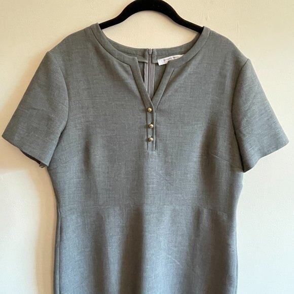 Gerard Darel Short Sleeve V-Neck Mini Dress Gray Size 44 / US 12 - Picture 3 of 8